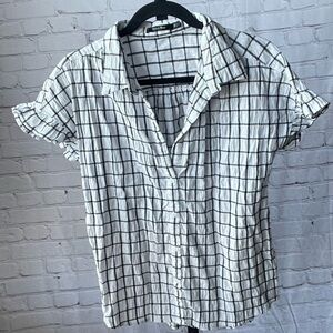 Doe & Rae Window Pane Print Button Down Shirt Size Medium